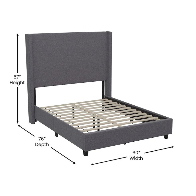 Upholstered Platform Bed with Channel Stitched Headboard