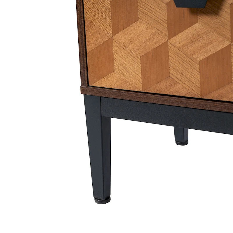 Apakah Modern 25Tall 2-Drawer Nightstand with Charging Station and Adjustable Legs Set of 2 by HULALA HOME
