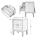 Apakah Modern 25Tall 2-Drawer Nightstand with Charging Station and Adjustable Legs Set of 2 by HULALA HOME