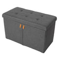 Seville Classics Cushioned Ottoman Shoe Storage Bench, Modern Gray
