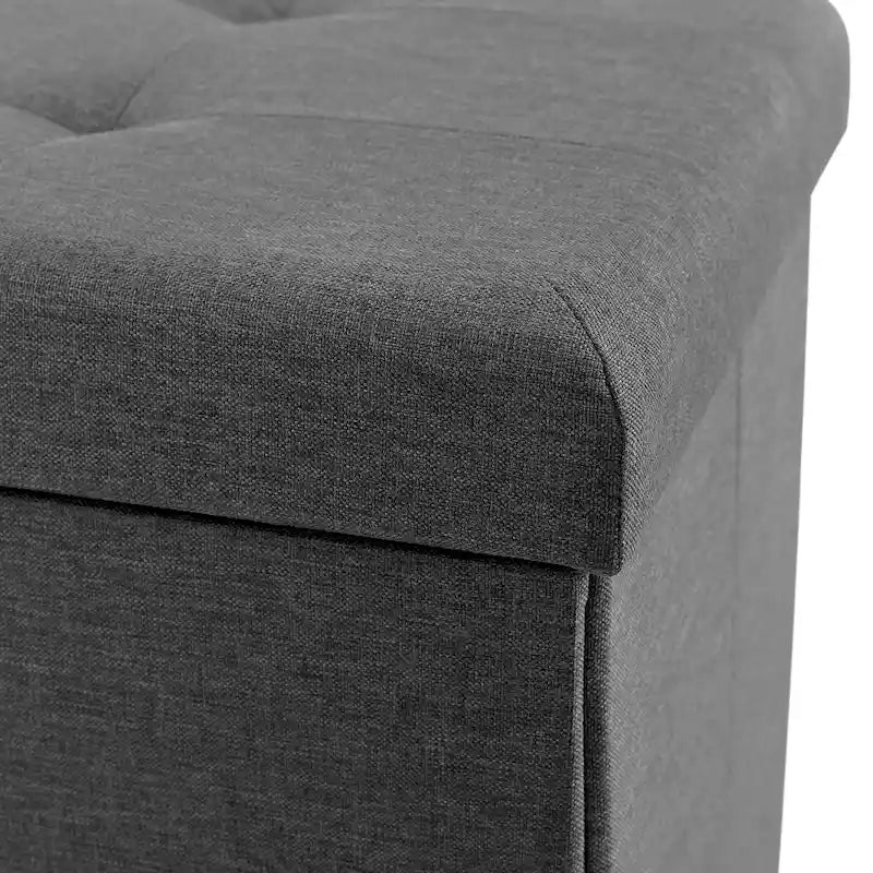 Seville Classics Cushioned Ottoman Shoe Storage Bench, Modern Gray
