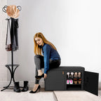 Seville Classics Cushioned Ottoman Shoe Storage Bench, Modern Gray