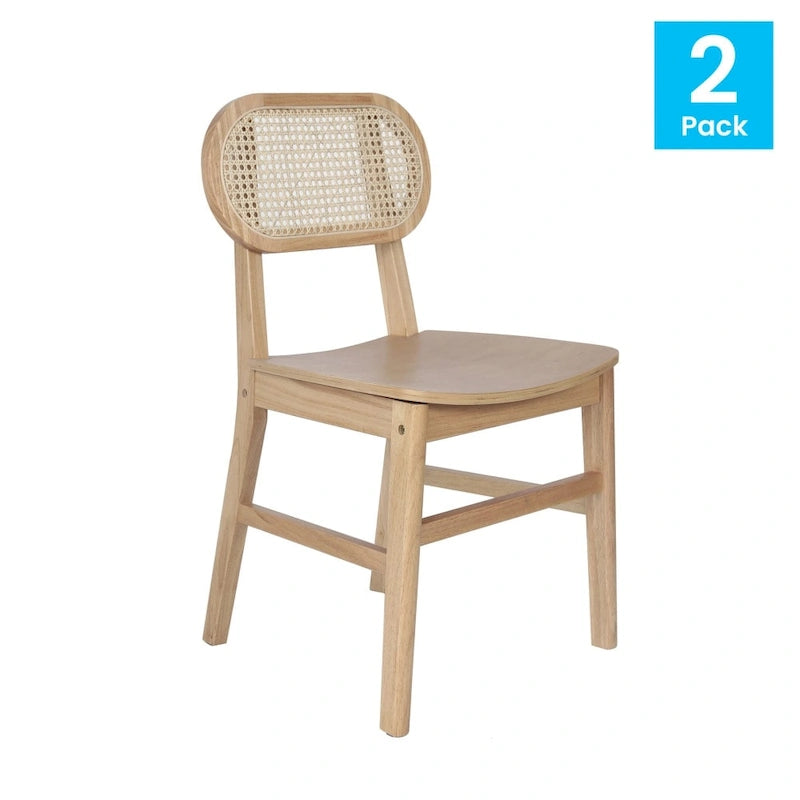 Commercial Cane Rattan Event Chair with Wood Back and Seat