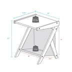 Casual Home Z-Shaped Sofa Side Table with Canvas Storage Basket