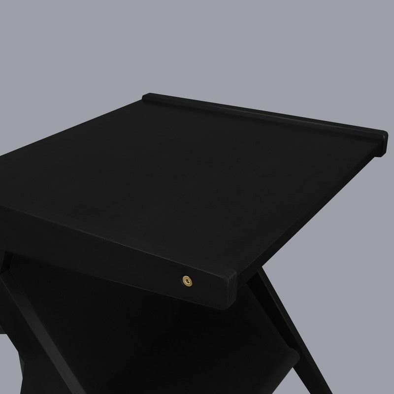 Casual Home Z-Shaped Sofa Side Table with Canvas Storage Basket