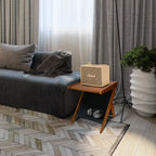 Casual Home Z-Shaped Sofa Side Table with Canvas Storage Basket