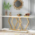 70.9 Inch Extra Long Modern Sofa Console Table with Faux Marble Tabletop Base Gold Frame for Living Room Entryway Hallway