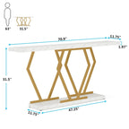 70.9 Inch Extra Long Modern Sofa Console Table with Faux Marble Tabletop Base Gold Frame for Living Room Entryway Hallway