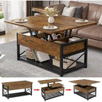 Lift Top Coffee Table Open Storage Shelf & Hidden Classified Storage