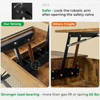 Lift Top Coffee Table Open Storage Shelf & Hidden Classified Storage