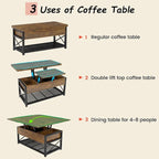 Lift Top Coffee Table Open Storage Shelf & Hidden Classified Storage