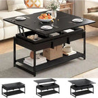 Lift Top Coffee Table Open Storage Shelf & Hidden Classified Storage