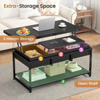 Lift Top Coffee Table Open Storage Shelf & Hidden Classified Storage