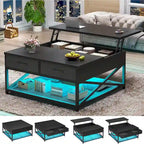 Lift Top Coffee Table Open Storage Shelf & Hidden Classified Storage