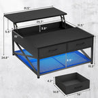 Lift Top Coffee Table Open Storage Shelf & Hidden Classified Storage