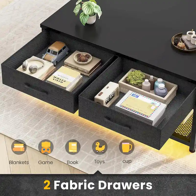 Lift Top Coffee Table Open Storage Shelf & Hidden Classified Storage