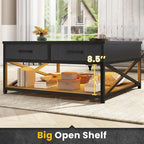 Lift Top Coffee Table Open Storage Shelf & Hidden Classified Storage