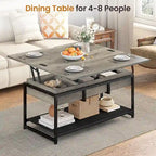 Lift Top Coffee Table Open Storage Shelf & Hidden Classified Storage