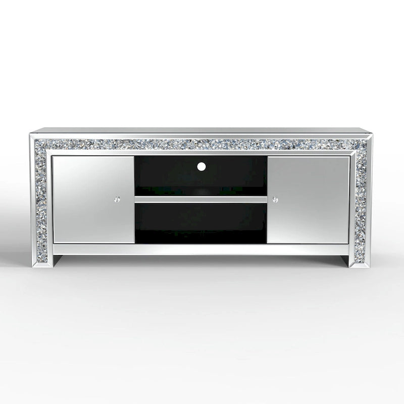 59 Media Console Mirrored Diamond Tv Stand
