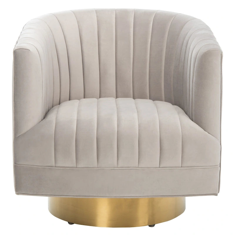 SAFAVIEH Couture Matejka Swivel Channel Tufted Barrel Chair - 28 W x 31 L x 30 H - 28Wx31Dx30H