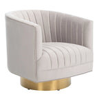 SAFAVIEH Couture Matejka Swivel Channel Tufted Barrel Chair - 28 W x 31 L x 30 H - 28Wx31Dx30H