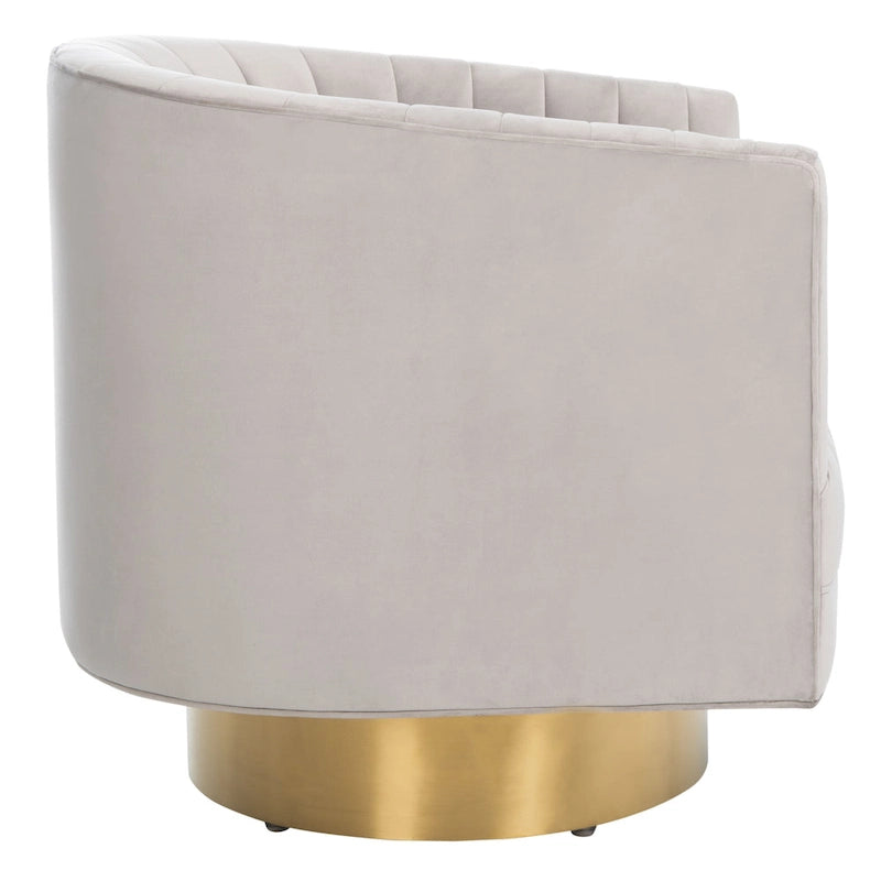 SAFAVIEH Couture Matejka Swivel Channel Tufted Barrel Chair - 28 W x 31 L x 30 H - 28Wx31Dx30H