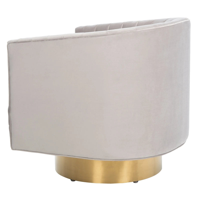 SAFAVIEH Couture Matejka Swivel Channel Tufted Barrel Chair - 28 W x 31 L x 30 H - 28Wx31Dx30H