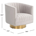 SAFAVIEH Couture Matejka Swivel Channel Tufted Barrel Chair - 28 W x 31 L x 30 H - 28Wx31Dx30H