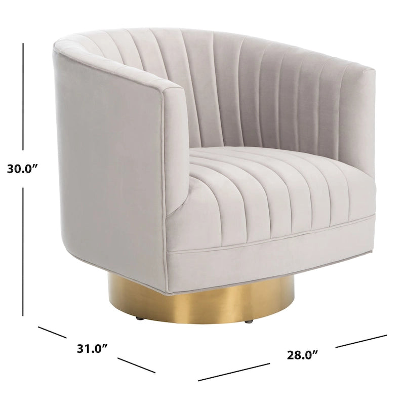 SAFAVIEH Couture Matejka Swivel Channel Tufted Barrel Chair - 28 W x 31 L x 30 H - 28Wx31Dx30H