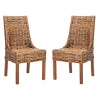 SAFAVIEH Charolette Indoor Wicker Brown Sloping Arm Chairs (Set of 2) - 20 x 24 x 39 - 20Wx24Dx39H