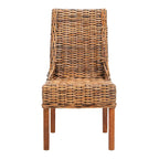 SAFAVIEH Charolette Indoor Wicker Brown Sloping Arm Chairs (Set of 2) - 20 x 24 x 39 - 20Wx24Dx39H