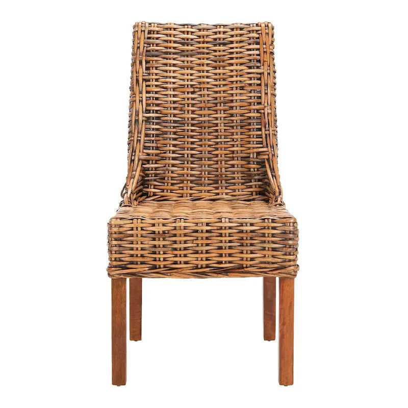 SAFAVIEH Charolette Indoor Wicker Brown Sloping Arm Chairs (Set of 2) - 20 x 24 x 39 - 20Wx24Dx39H