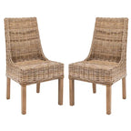 SAFAVIEH Charolette Indoor Wicker Brown Sloping Arm Chairs (Set of 2) - 20 x 24 x 39 - 20Wx24Dx39H