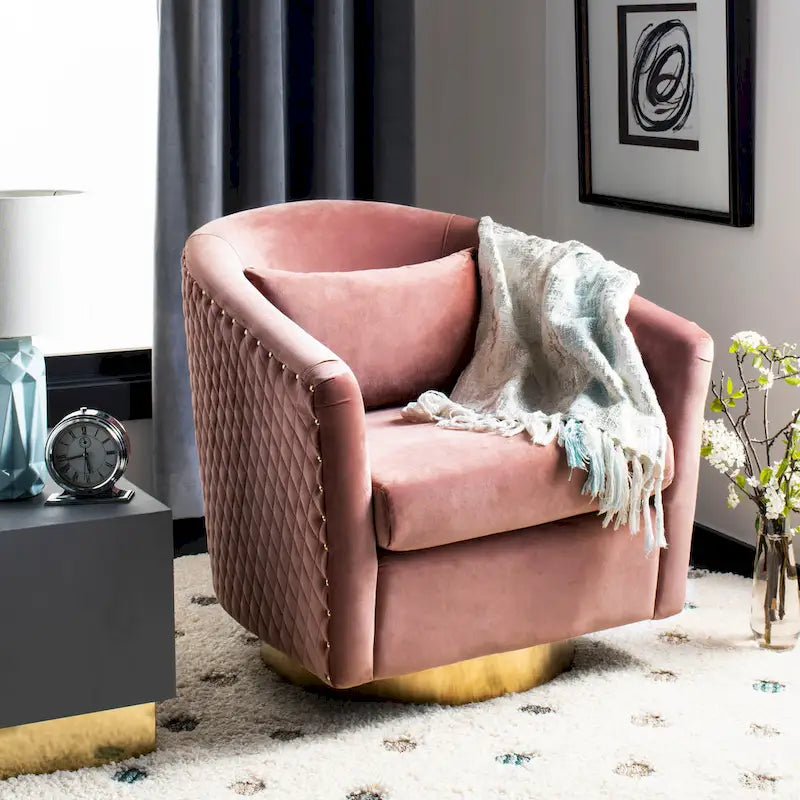 SAFAVIEH Couture Ikram Quilted Swivel Tub Chair - 30Wx32Dx30H
