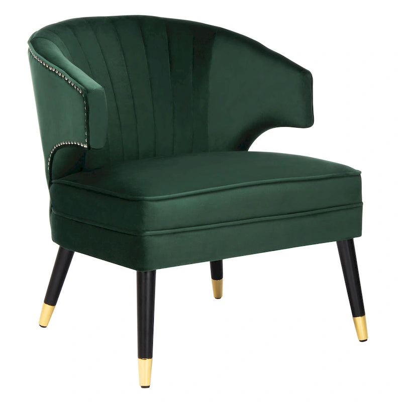 SAFAVIEH Amalia Velvet Wingback Accent Chair - 26.8 x 28 x 31.9 - 27Wx28Dx32H
