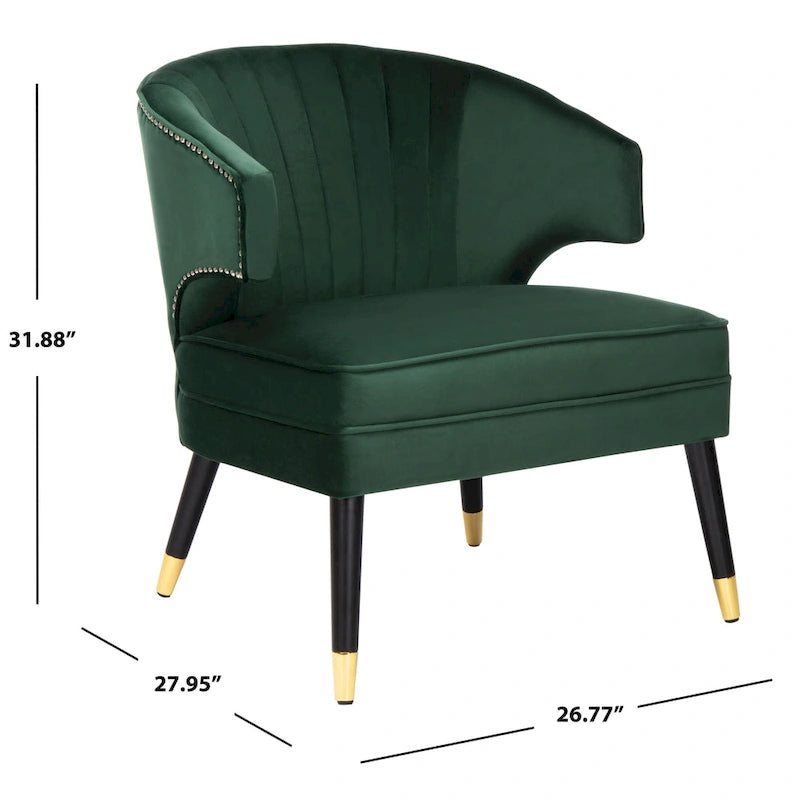 SAFAVIEH Amalia Velvet Wingback Accent Chair - 26.8 x 28 x 31.9 - 27Wx28Dx32H