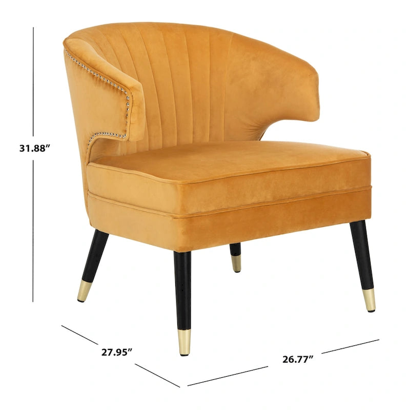 SAFAVIEH Amalia Velvet Wingback Accent Chair - 26.8 x 28 x 31.9 - 27Wx28Dx32H