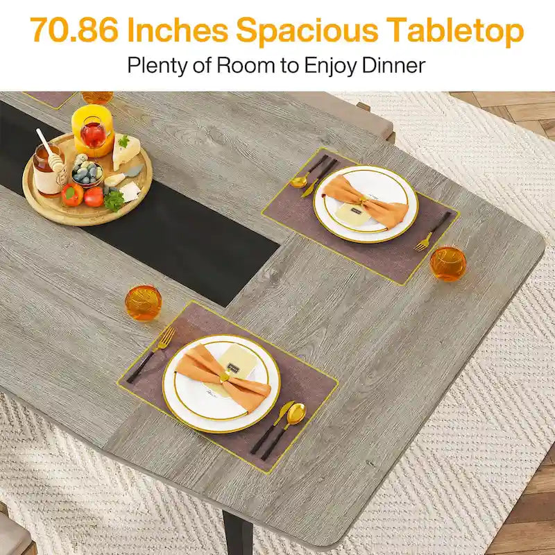 70.8 Inches Large Dining Table for 6-8 People