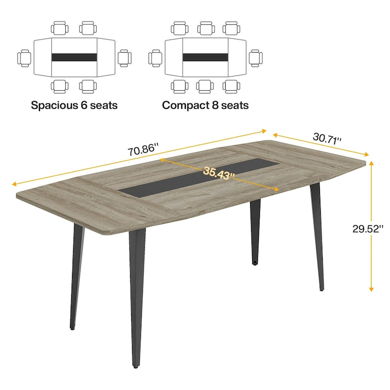70.8 Inches Large Dining Table for 6-8 People