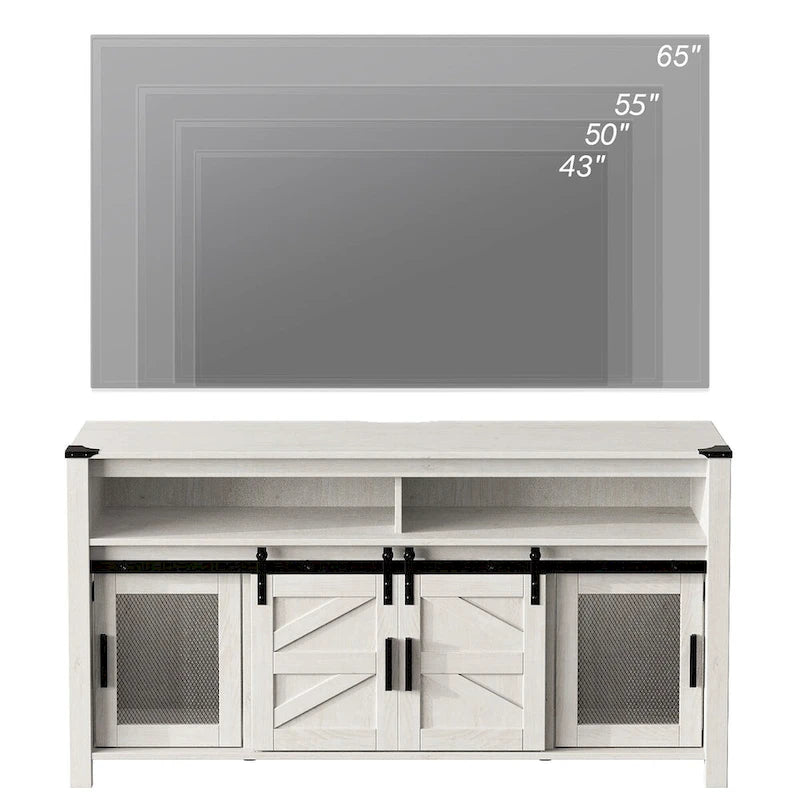 Farmhouse Barn Door TV Stand, Living Room Entertainment Center