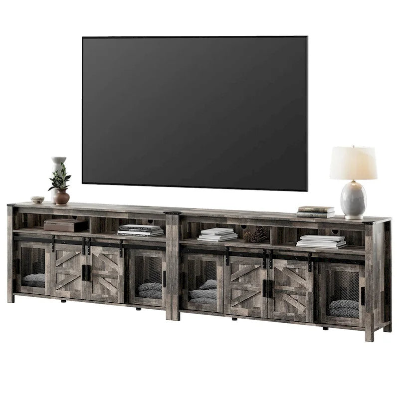 Farmhouse Barn Door TV Stand, Living Room Entertainment Center