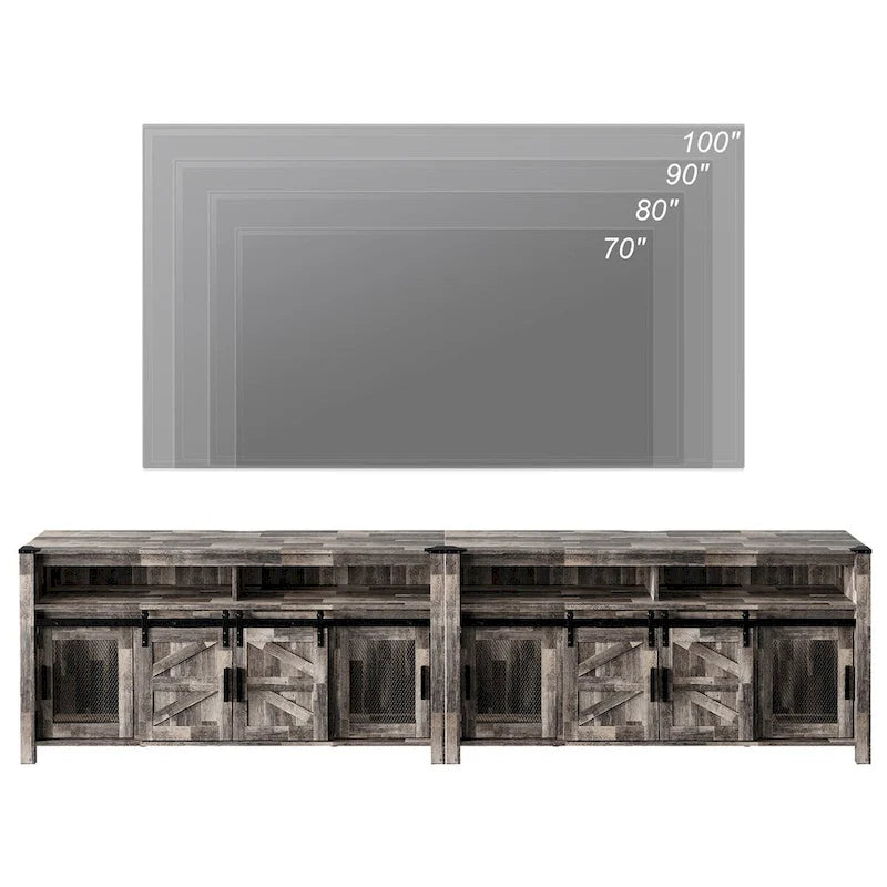 Farmhouse Barn Door TV Stand, Living Room Entertainment Center