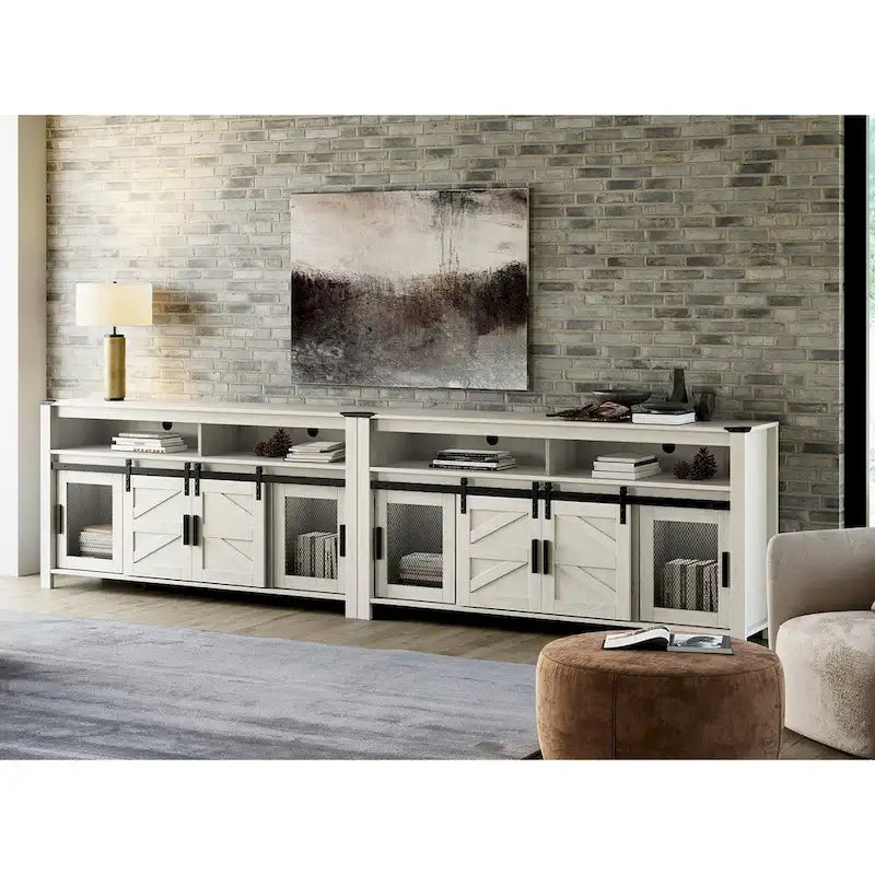 Farmhouse Barn Door TV Stand, Living Room Entertainment Center