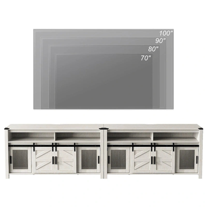 Farmhouse Barn Door TV Stand, Living Room Entertainment Center