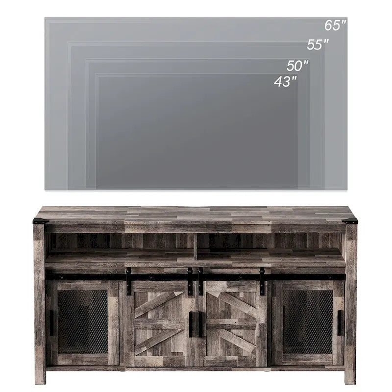 Farmhouse Barn Door TV Stand, Living Room Entertainment Center