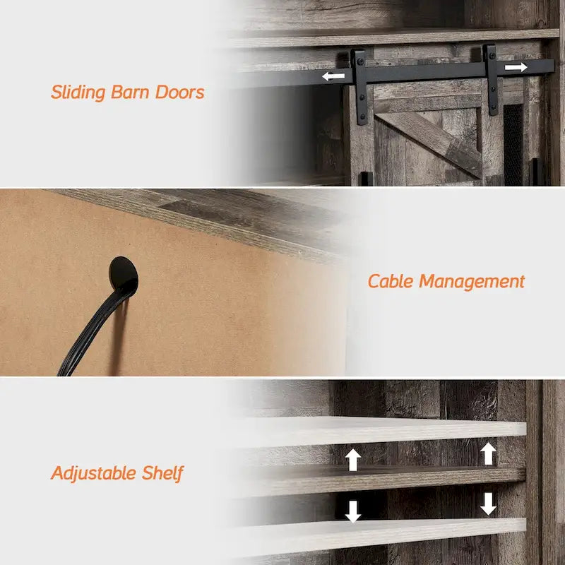 Farmhouse Barn Door TV Stand, Living Room Entertainment Center