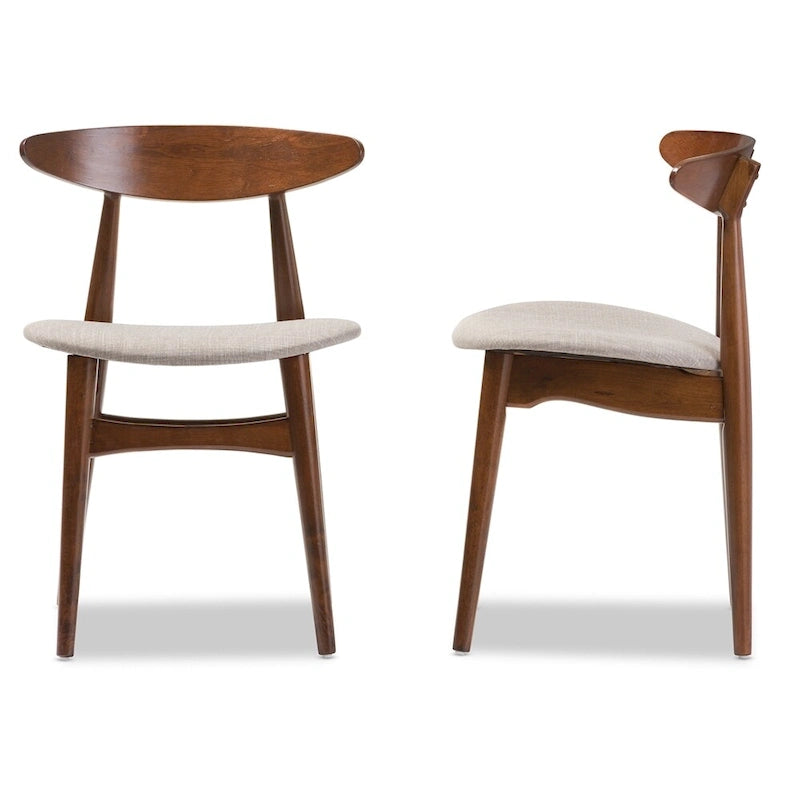 Flora Mid-Century Modern Light Grey Fabric and Oak Medium Brown Finishing Wood Dining Chair
