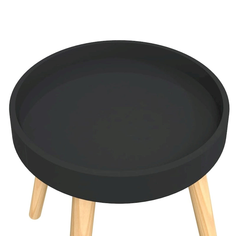 vidaXL Side Table Round End Coffee Table Engineered Wood and Solid Wood Pine - 15x15x15.7