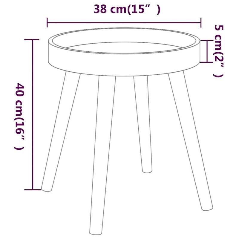 vidaXL Side Table Round End Coffee Table Engineered Wood and Solid Wood Pine - 15x15x15.7