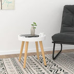 vidaXL Side Table Round End Coffee Table Engineered Wood and Solid Wood Pine - 15x15x15.7